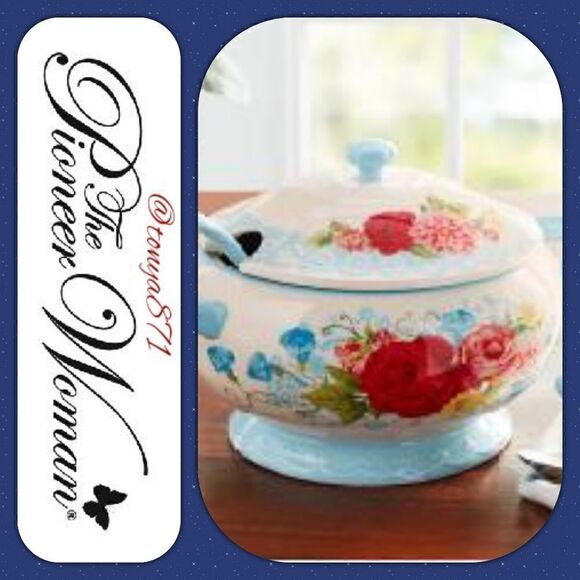 š¦āNewāPioneerĀ WomanāSweetāRoseāServingāCeramicāSoupāTureen - Picture 2 of 7